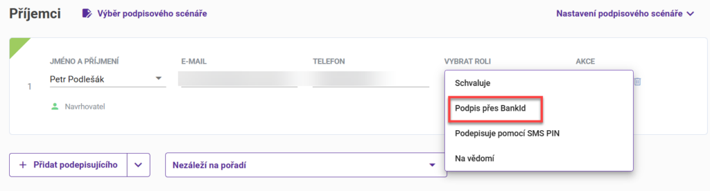 podpis přes bank ID