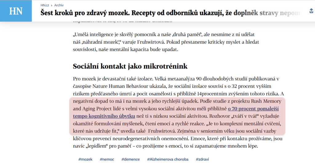 Šest kroků pro zdraví mozek
